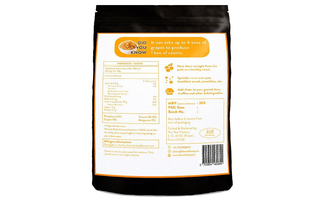 Raw Essentials Raisins    Pack  400 grams
